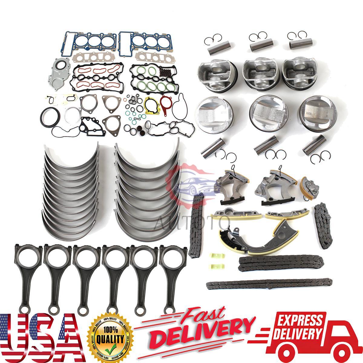 Engine Overhaul Rebuild Kit - Bearings Shells STD Piston Assembly Fits for Audi