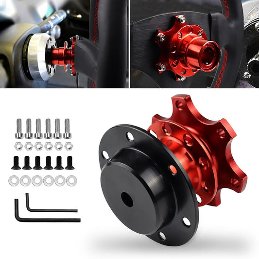 Red Universal Steering Wheel Quick Release Hub Adapter 6 Hole Snap Off Boss Kit