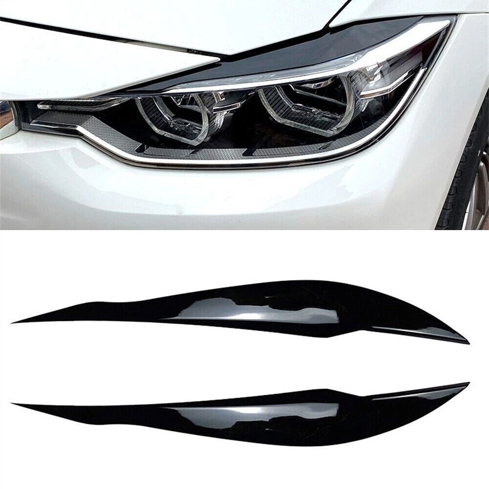 1 Pair for 2012-2018 for BMW F30/F31 Gloss Black Headlight Eyebrow Cover Eyelid Trim