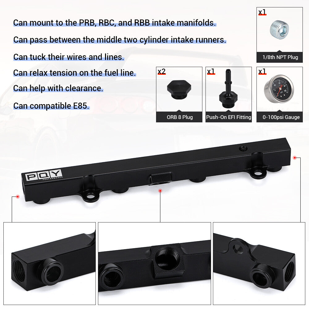 PQY K Series High Flow Fuel Rail for Honda / for Acura K20 K24 K-Swap for Civic Rsx Integra