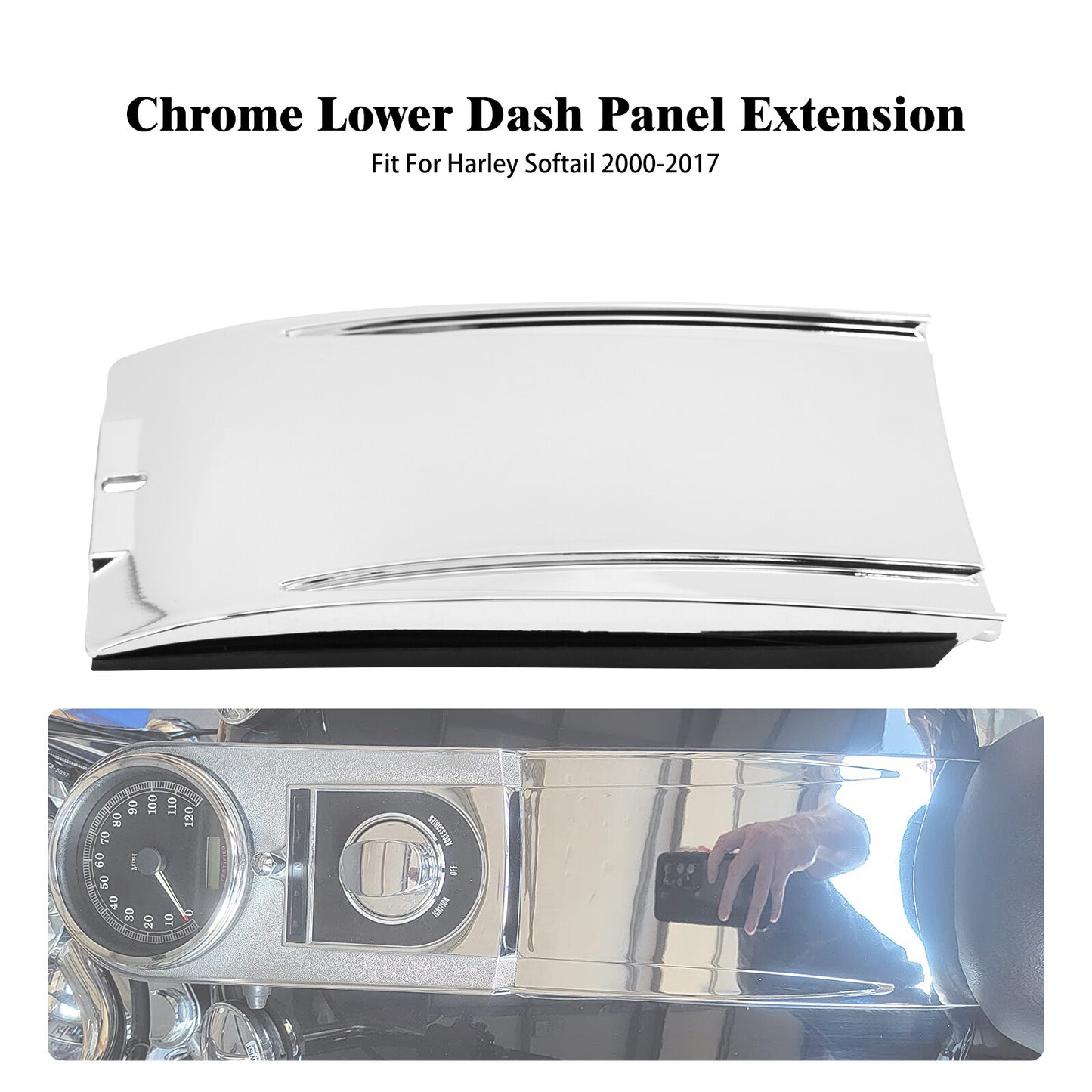 Chrome Lower Dash Panel Tank Extension Kit for Harley Softail Fat Boy 2000-2017