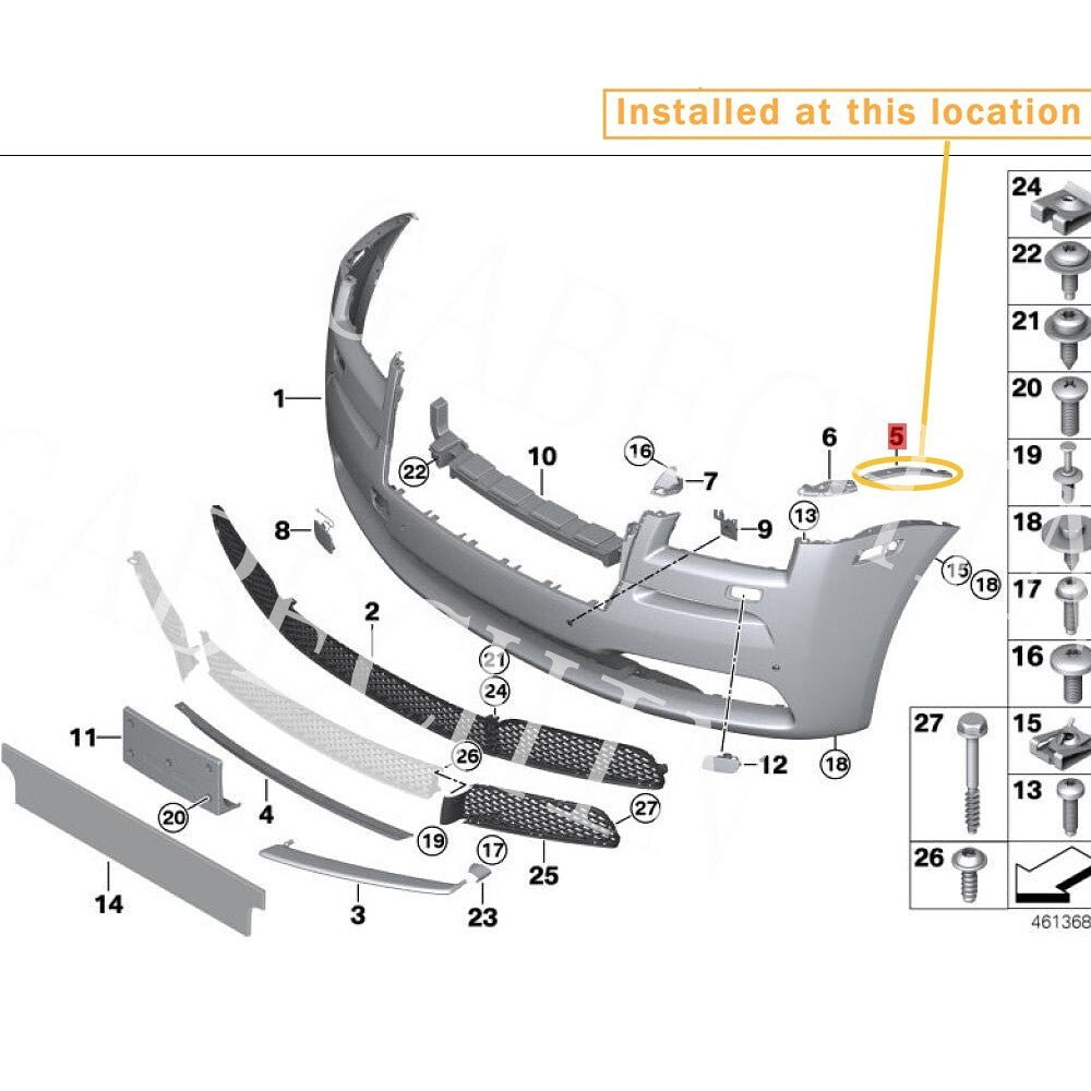 ROLLS ROYCE DAWN FRONT DRIVER SIDE BUMPER FASCIA Insert left component 51117158920