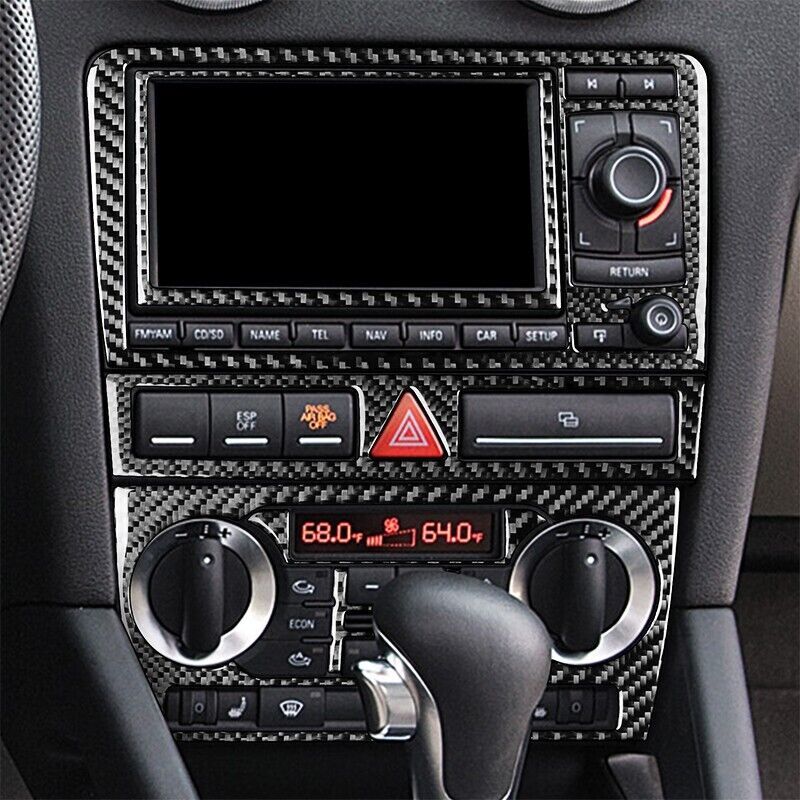 Real Carbon Fiber Car Central Control Panel Cover Trim for Audi A3 S3 2006-2007