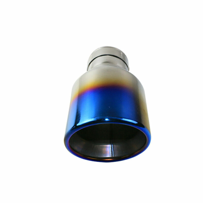 1PC 2.5'' Inlet 4'' OD Universal Double Wall Clamp-on Exhaust Tips Blue Tips