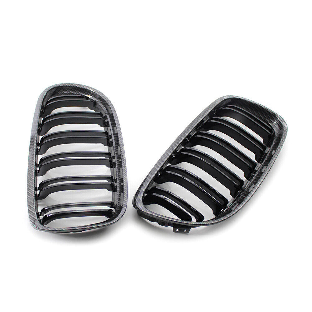 for BMW E90 E91 2009-2012 325i 328i Double Slat Front Kidney Grille Carbon Fiber