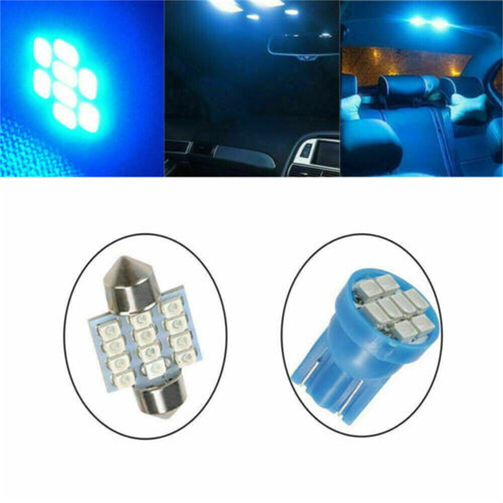 13pcs 8000K Blue LED Interior Lights Bulbs Kit Car Trunk Dome License Plate Lamp