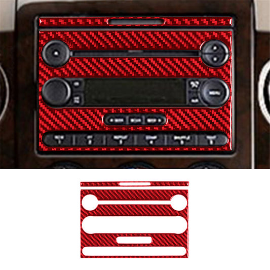 2Pcs Red Carbon Fiber Interior Radio With CD Cover Trim for Ford F-150 FX4 04-08
