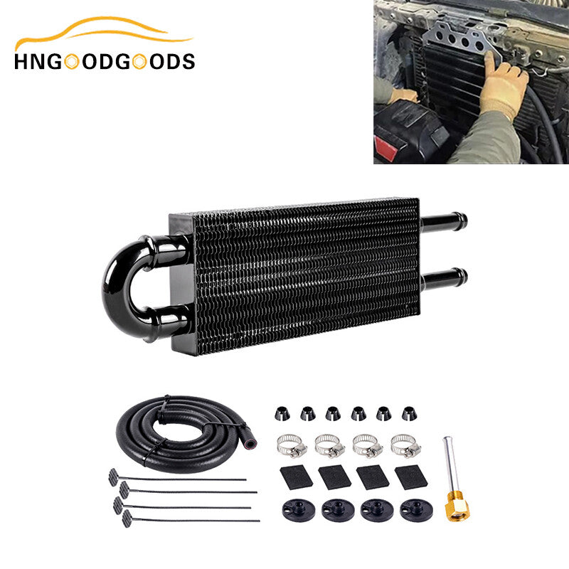2-line/through-pipe and finned gearbox cooler universal 5/16 oil cooler kit in black