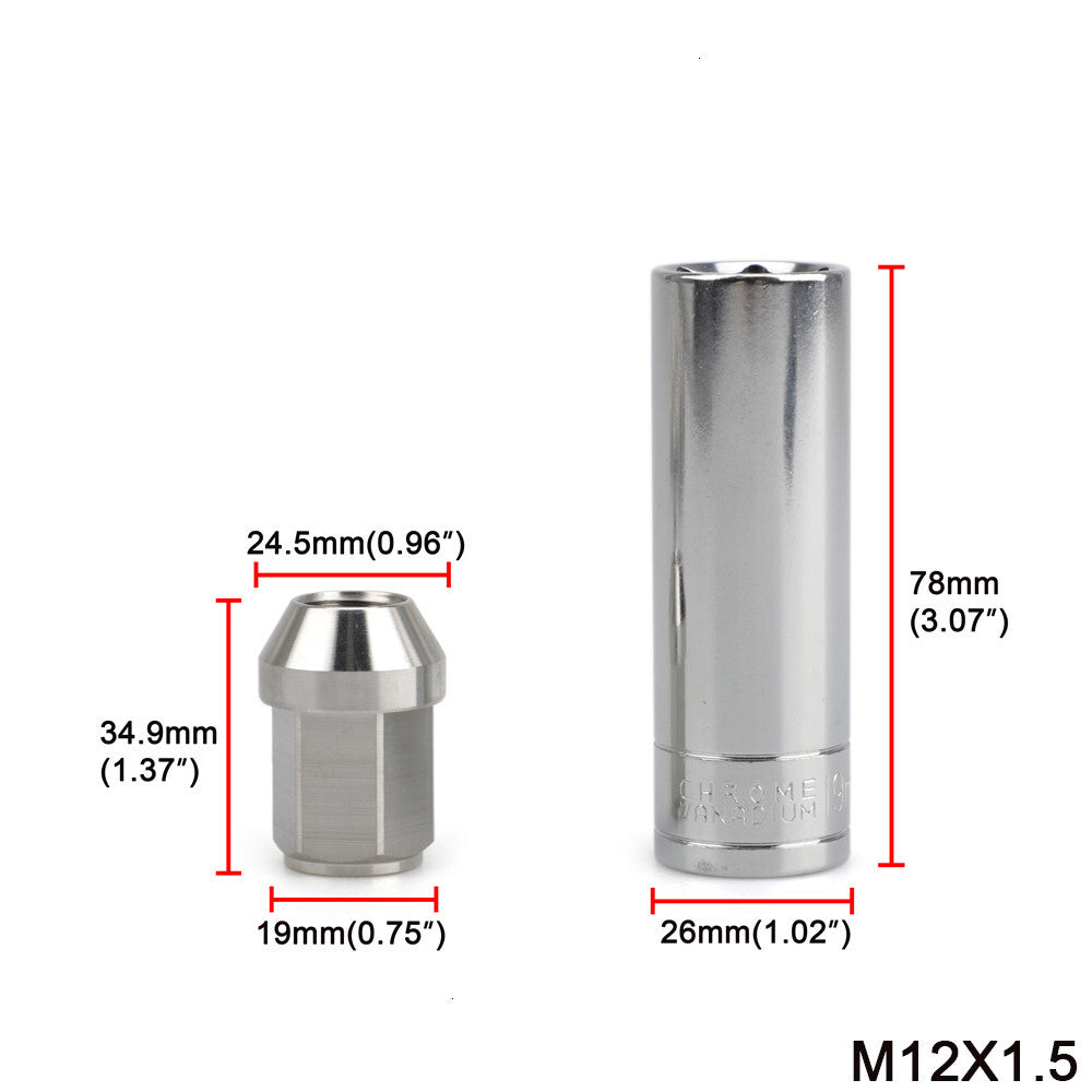 20PCS 35mm Wheel Nuts Lug Nuts Hex 19mm M121.25 High strength Stainless Steel