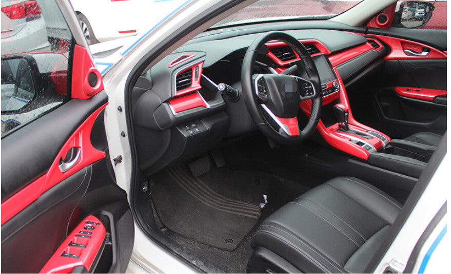 Instrument LR Air Outlet Vent Trim for Honda for Civic 2016-2021 Red Carbon Fiber