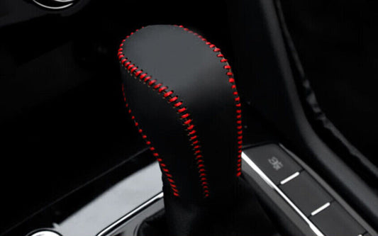 2021-2023 for Volkswagen Taos Black Leather Inner Gear Shift Knob Cap Cover Trim