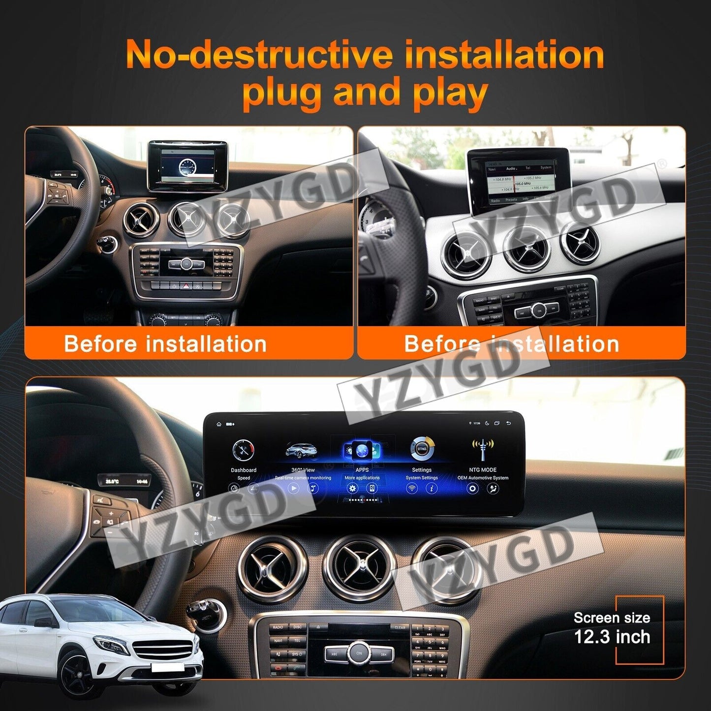 for Mercedes for Benz GLA CLA A/B Class 2015-2018 CarPlay Car Radio GPS Video Player