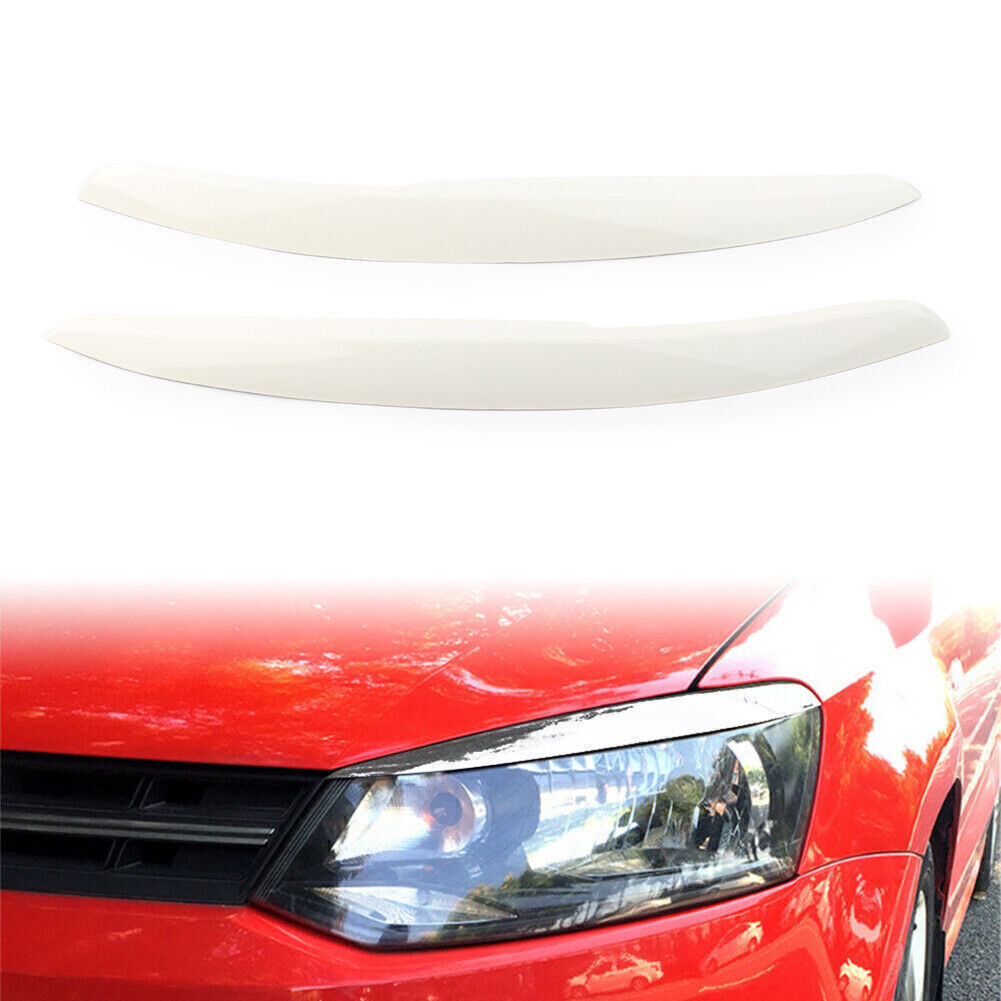 Head Light Lamp Eyebrow Eyelid Cover Trim for VW Polo Mk5 6R 6C 2011-17 2PCs Car