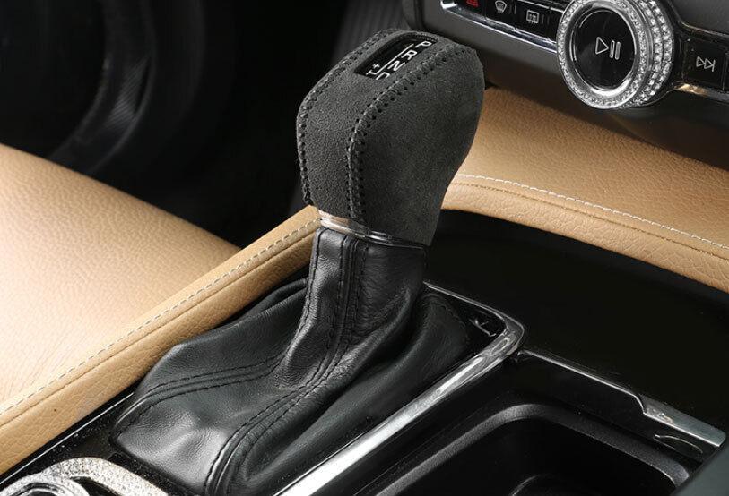 for Volvo XC90 2016-2021 2022 Black Suede Inner Gear Shift Knob Decor Cover Trim