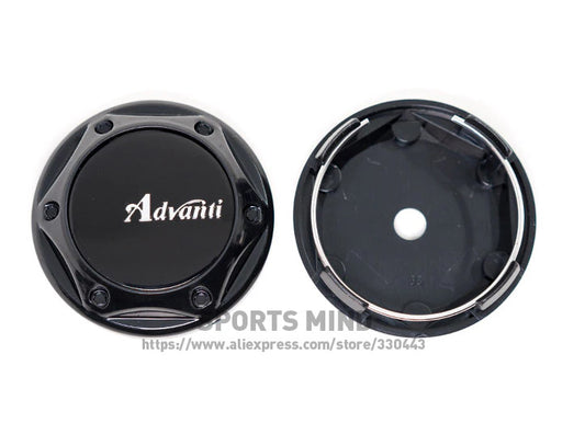 4-piece set of 68mm Advanti wheel caps, rim caps, wheel center caps, badge logos, black