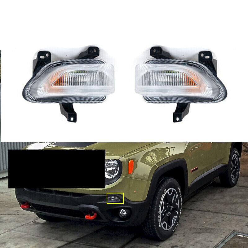 Pair LED Fog lights Daytime Running Lights Fit for Jeep Renegade 2015 2016-2018