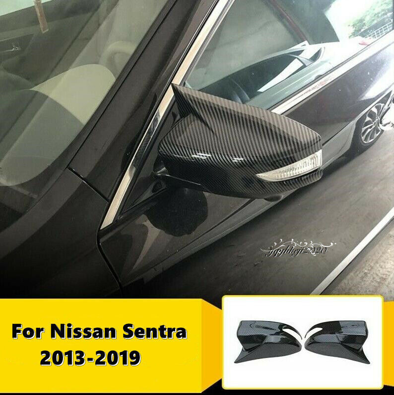 for Nissan Sentra 2013-2018 2019 Carbon Fiber Style Rear View Mirror Cover Trim