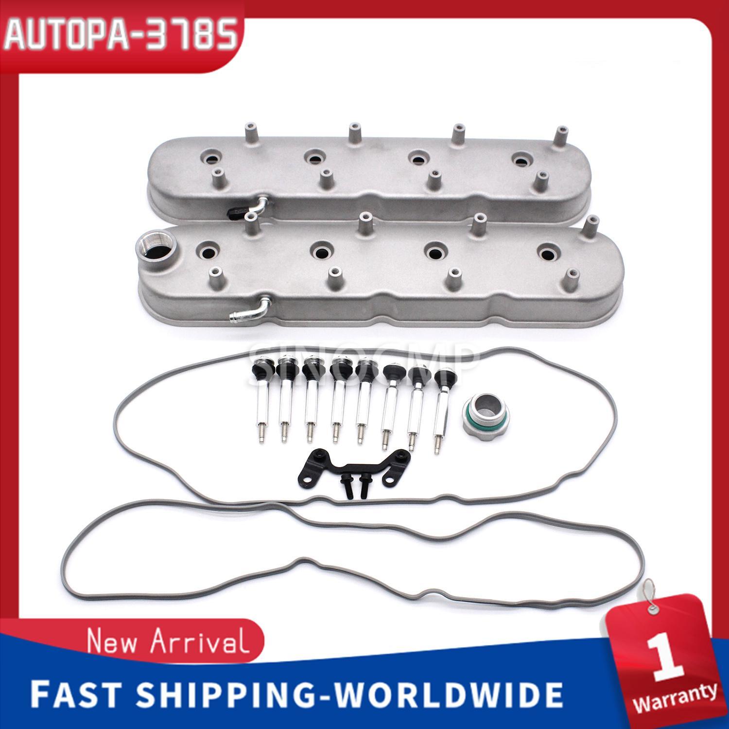 For GM LS Cast Aluminum Tall Black Pair Valve Covers w/ Coil Mounts For LS1/2/3