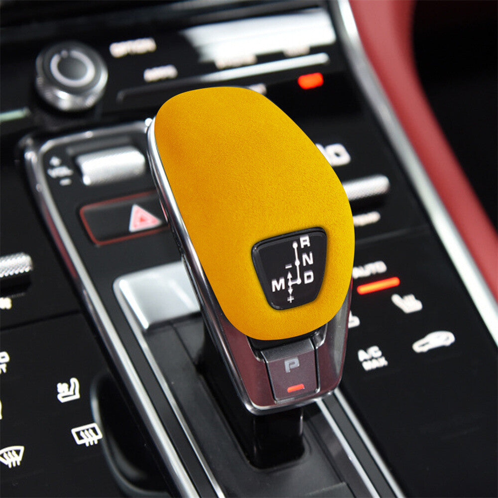 Suede Yellow Car Gear Shift Knob Trim for Porsche for Panamera 2017-2023 Accessories