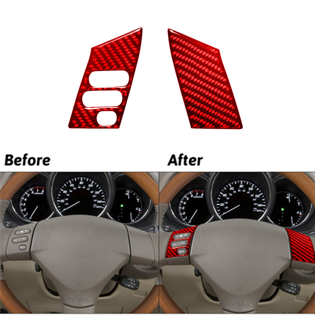Red Carbon Fiber Steering Wheel Button Trim for LEXUS RX330 RX350 04-09 Type B