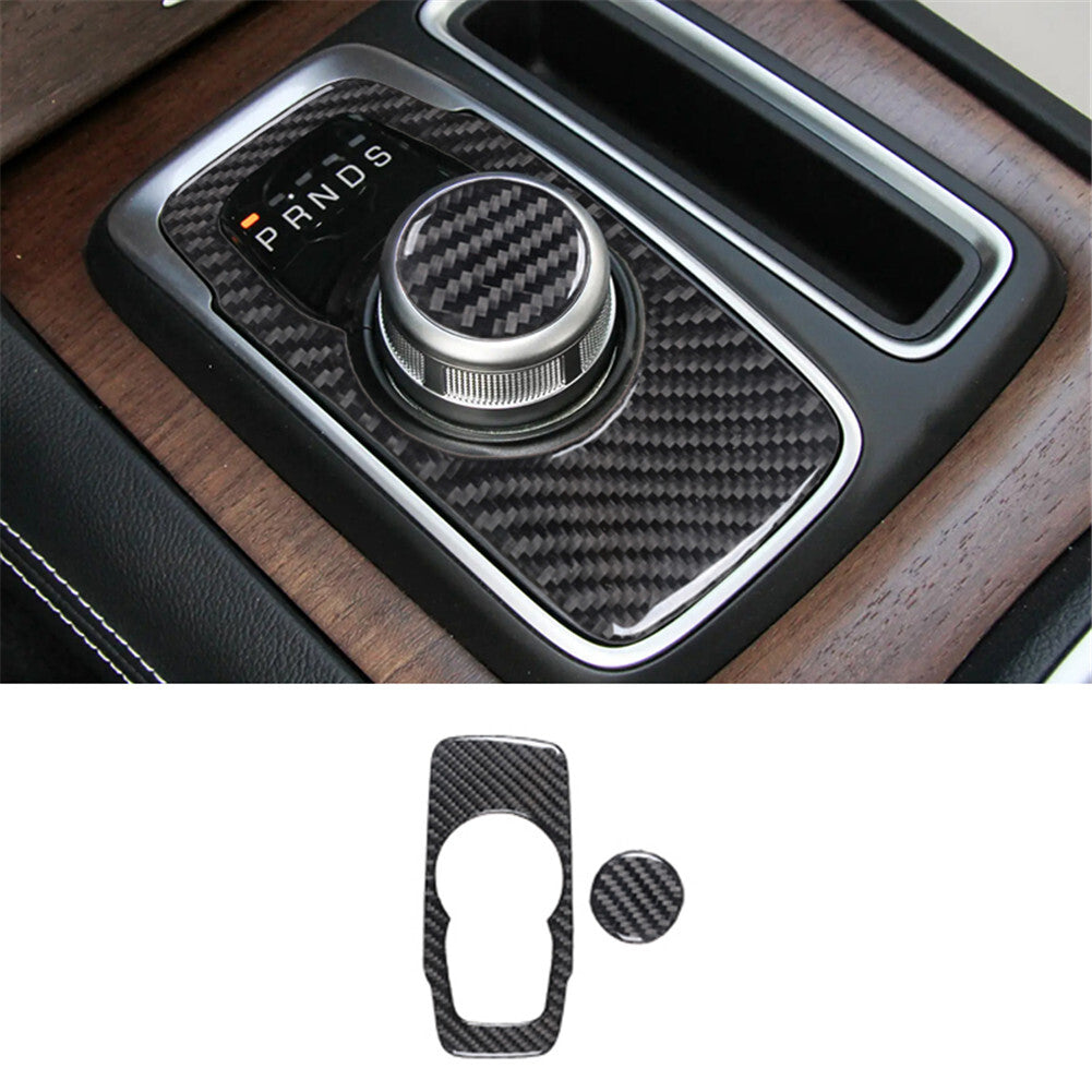2Pcs Central Control Gear Frame Trim Panel Carbon Fiber for Chrysler 300 2015-17