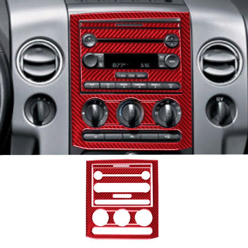 5Pcs Red Carbon Fiber Center Control Panel Trim Cover Type B for Ford F150 04-08