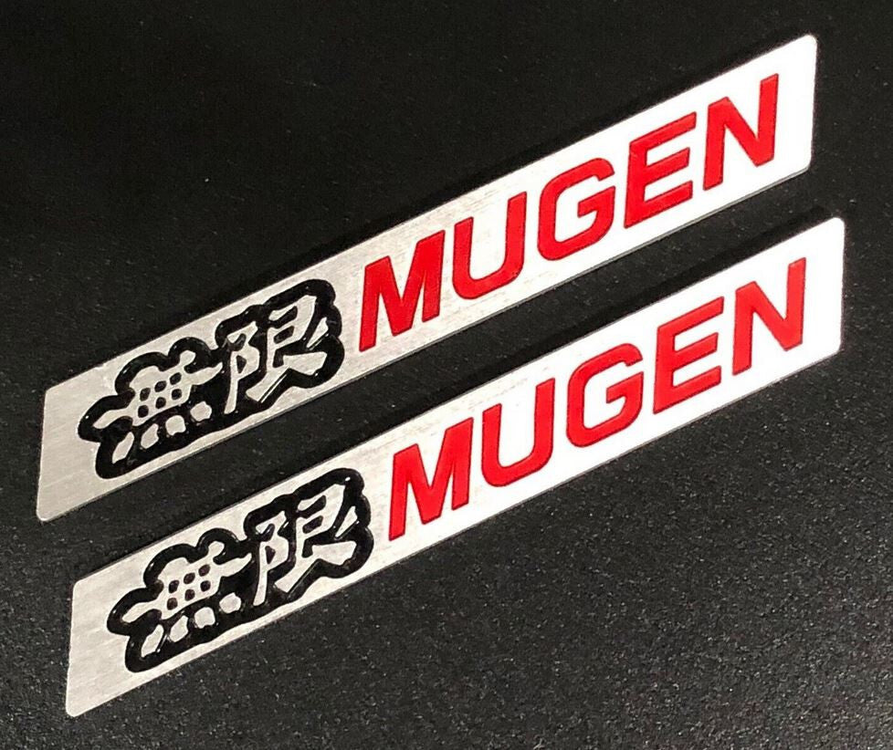 2 Mugen Car Rear Sticker Boots Trunk Badges for Honda for Acura Silver/Red