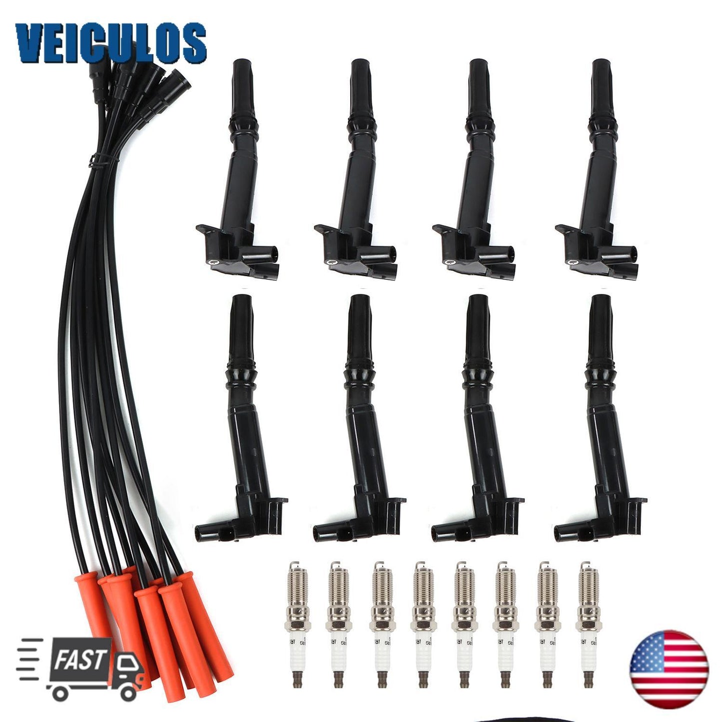 8X Ignition Coil Spark Plug for 2010-2017 for Ford F150 F250 F-350 6.2L UF631 UF639