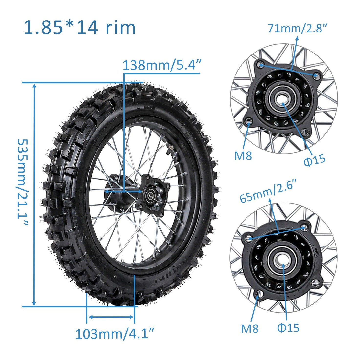 14-inch rear wheel suspension swingarm kit, 90/100-14 tire grooves, Apollo SSR 110cc/125cc bicycle.