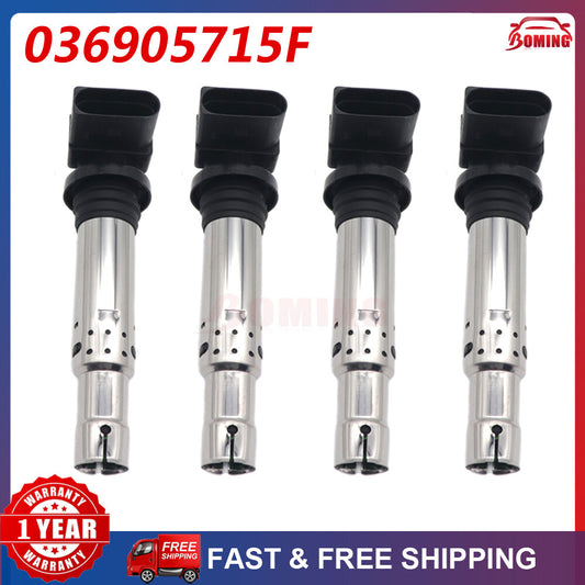 Four brand new ignition coils for Volkswagen for Golf 1.4 TSI, for Volkswagen Polo for Jetta 1.6 FSI, and for Tiguan . (036905715F-)