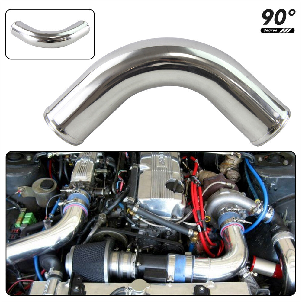 90 Degree 57mm 2.25 Aluminum Intercooler Intake Pipe Piping Tube Hose Silver