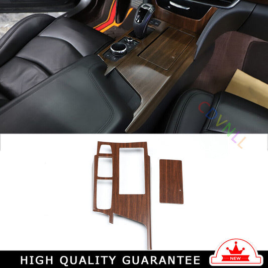 Console Gear Shift Frame Cover Trim 2 Fit for Cadillac CT6 2016-2020 Wood Grain