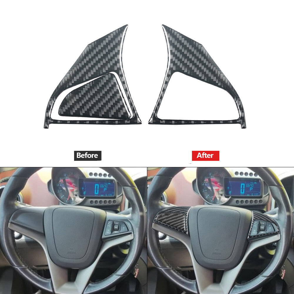 Carbon Fiber Steering Wheel Button Trim Type B for Chevrolet Sonic 2012-2016