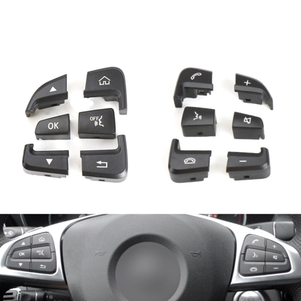 12Pcs Steering Wheel Switch Button Black for Benz C-Class W205 GLC-Class W253