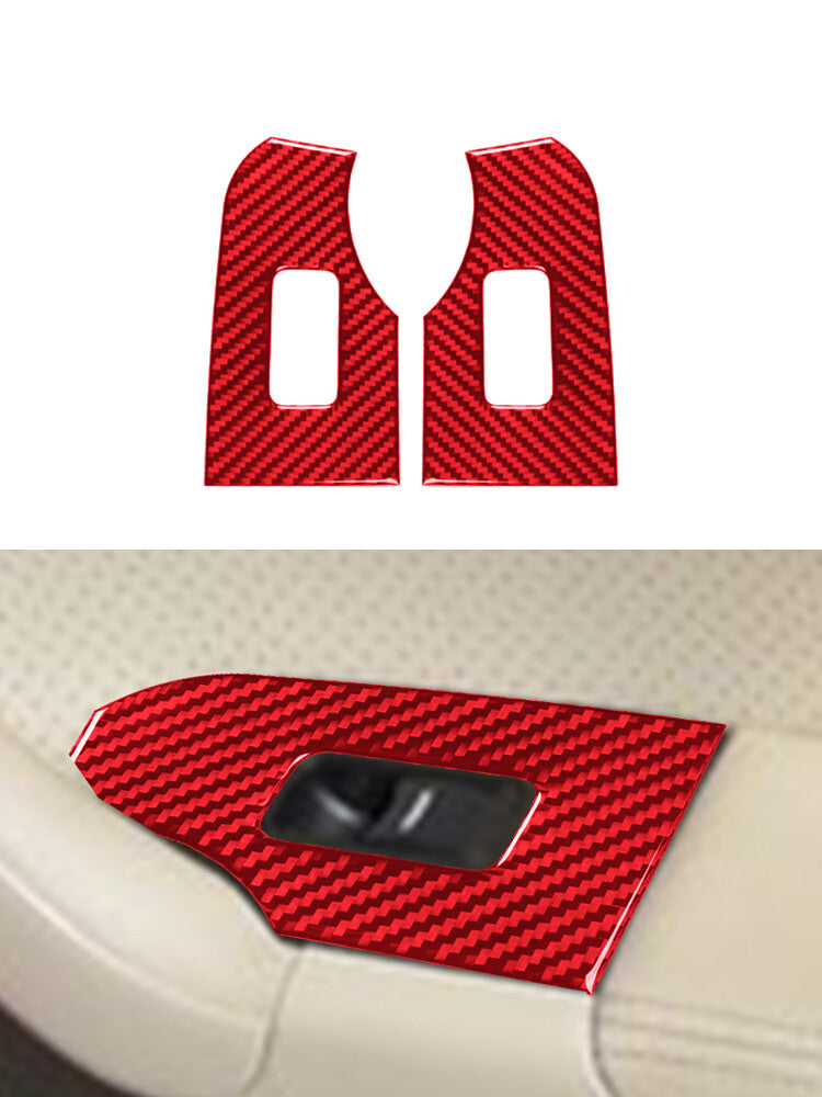2Pcs Rear Window Lifter Panel Trim Frame Carbon Fiber for Acura TSX 2003-08 Red