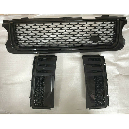 Front Grille Black Grill W/Side Vent Trim Fit For LR for Range Rover L322 2010-2012