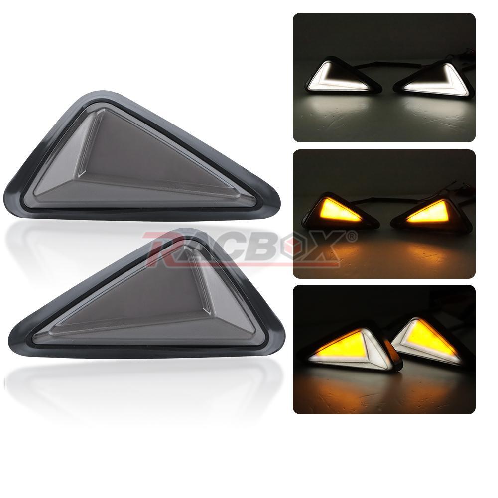 2X Motorcycle Triangle Flush Mount Turn Signal Amber White LED Light Universal