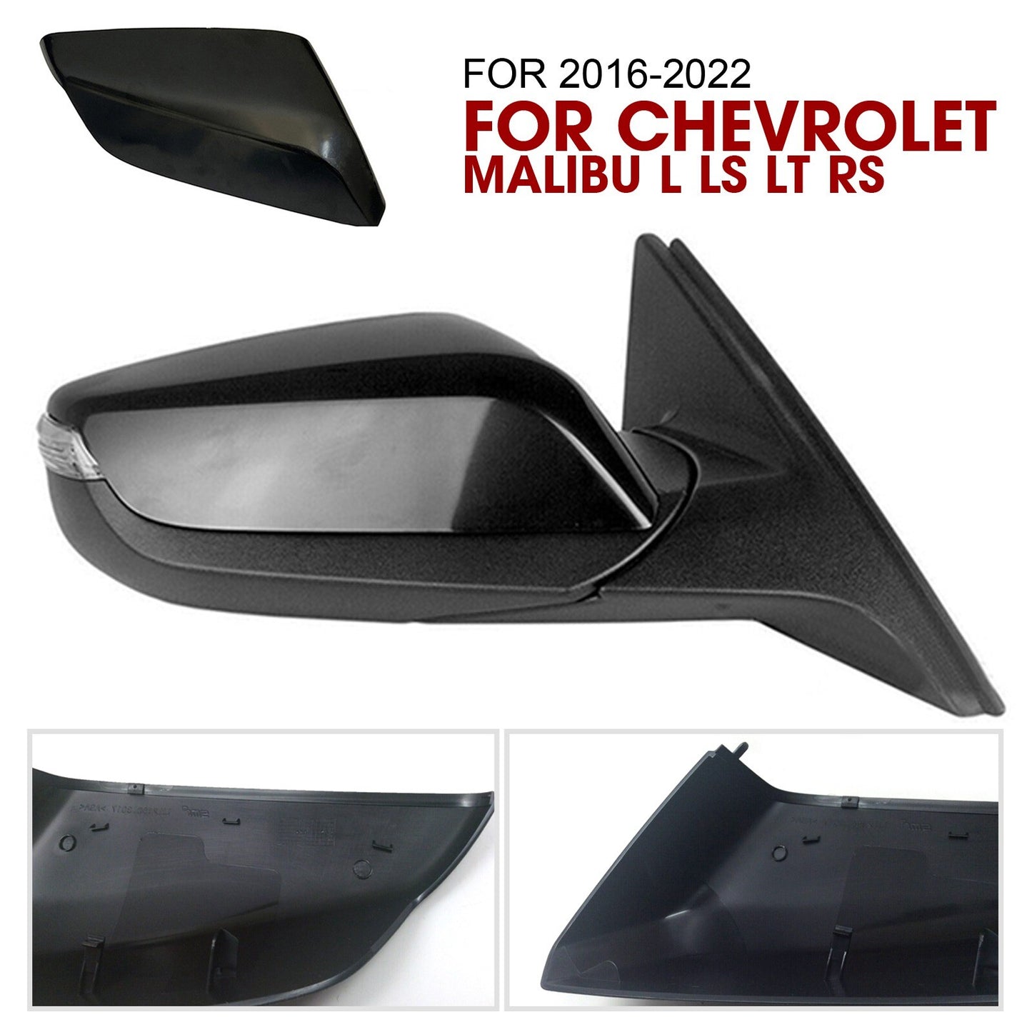 Left Driver + Right Passenger Side Mirror Covers fit 16-21 for Chevrolet Malibu AT