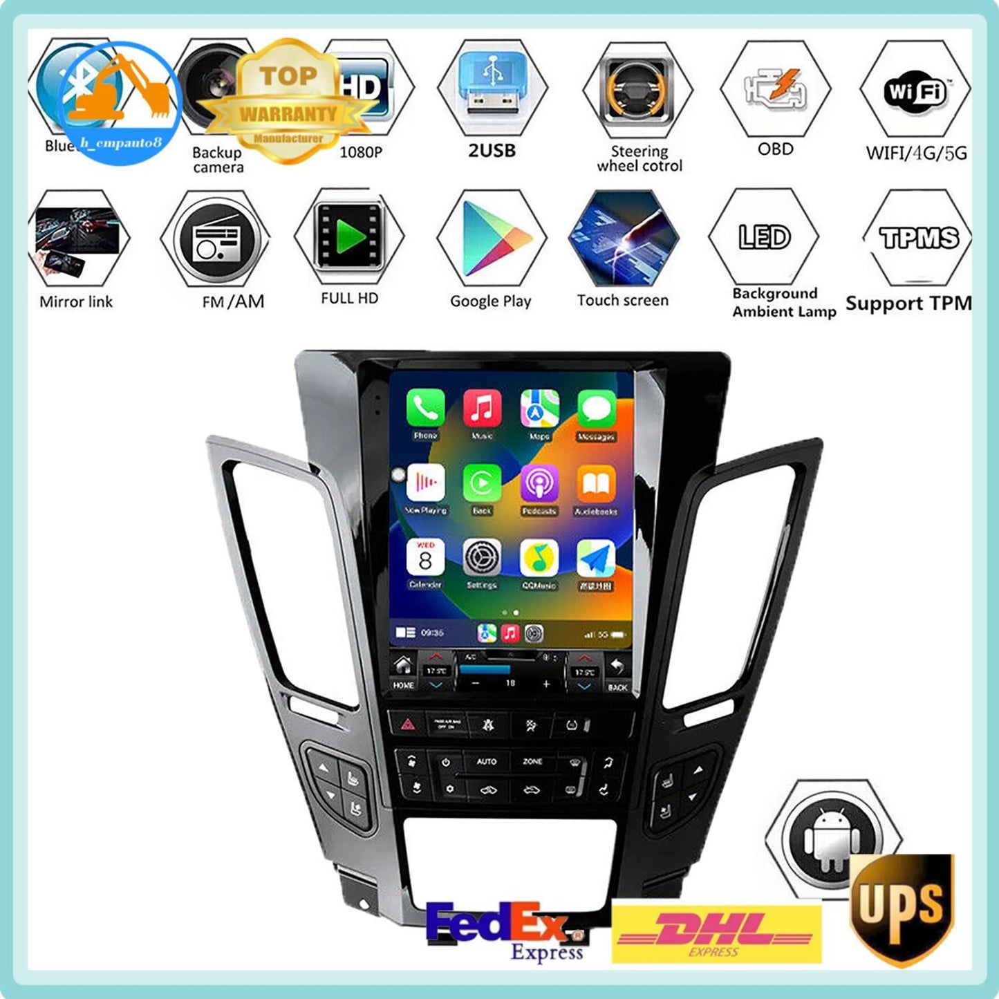 10.4 Android 11 Radio Screen for Cadillac CTS CarPlay GPS NAVI Wifi 2RAM/32ROM