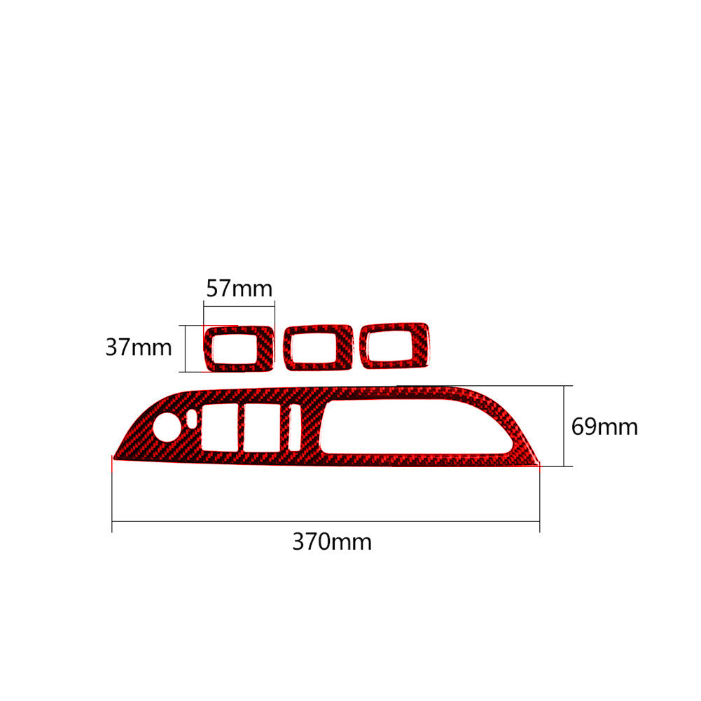 Red Carbon Fiber Window Switch Lift Panel Cover Trim for BMW 5 Series E60 Type B