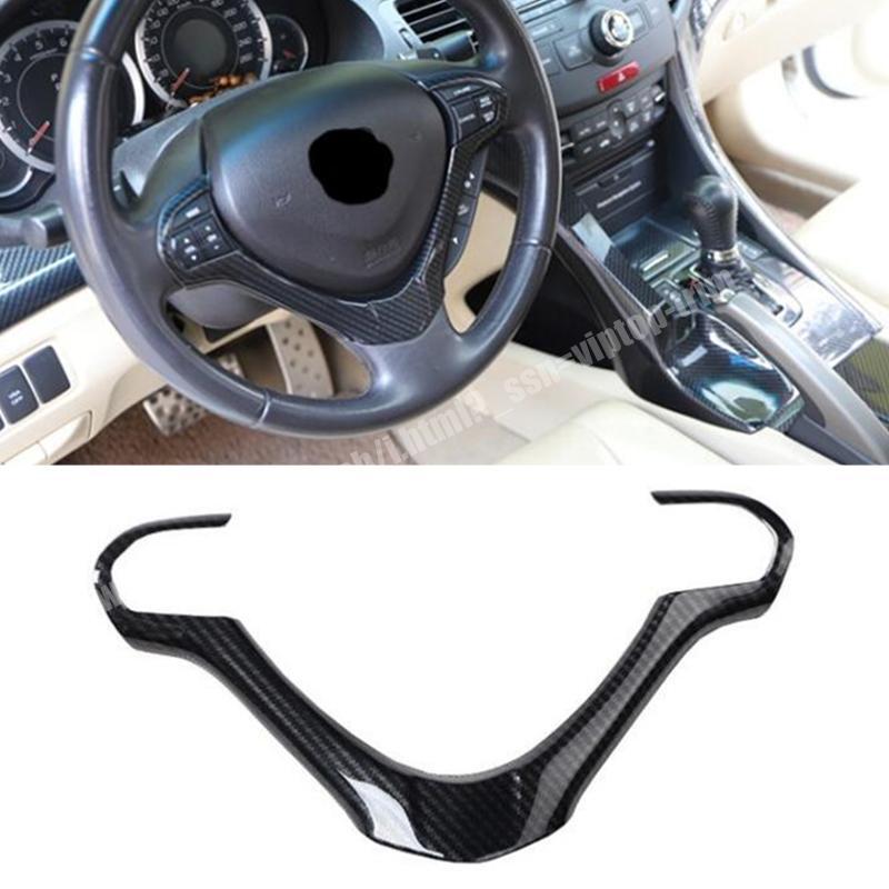 1x Carbon Fiber ABS Steering Wheel Strip Cover Trim 1pcs for Acura TSX 2009-2014