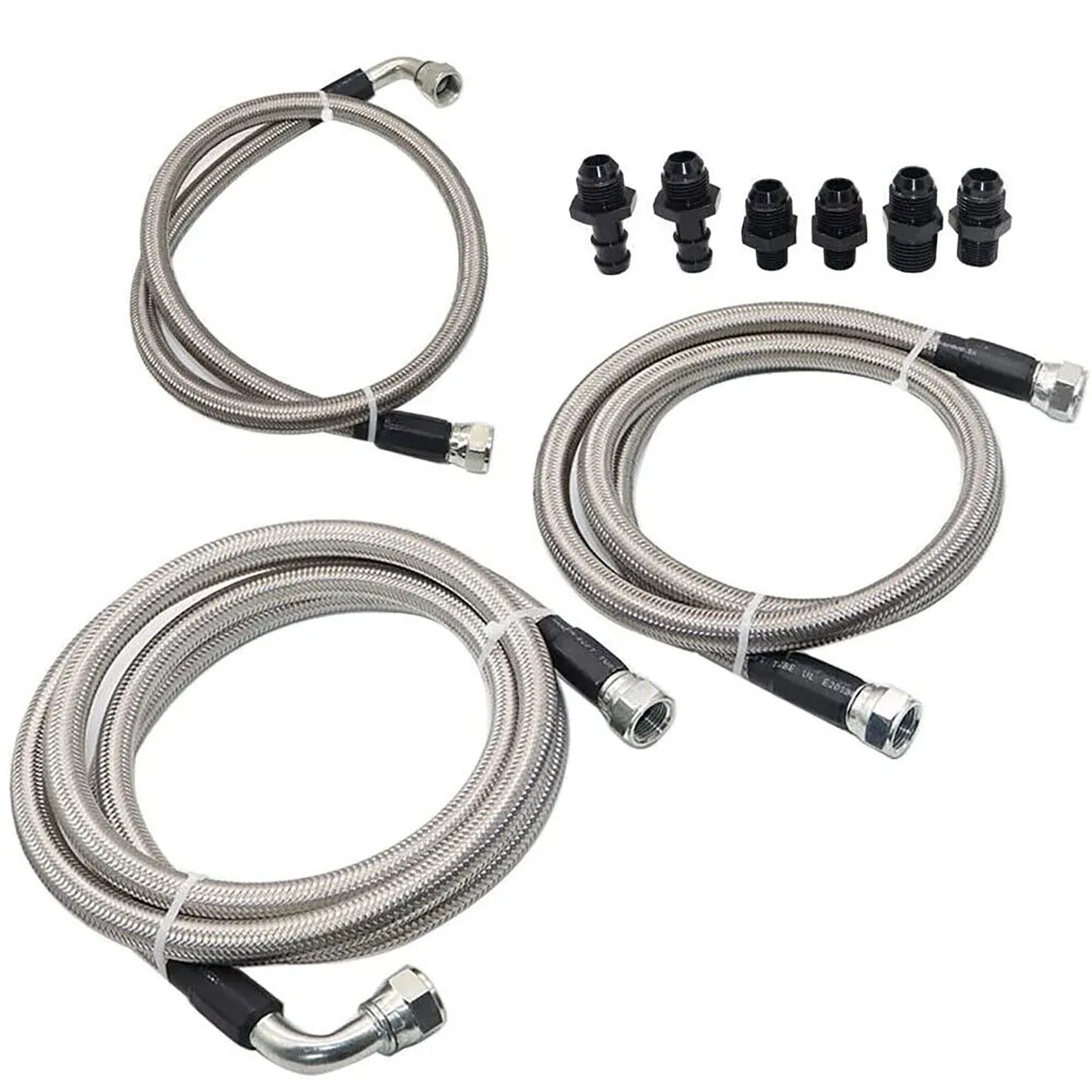 3pcs SS Braided Transmission Lines Transmission Cooler Lines Kit for Dodge 6AN