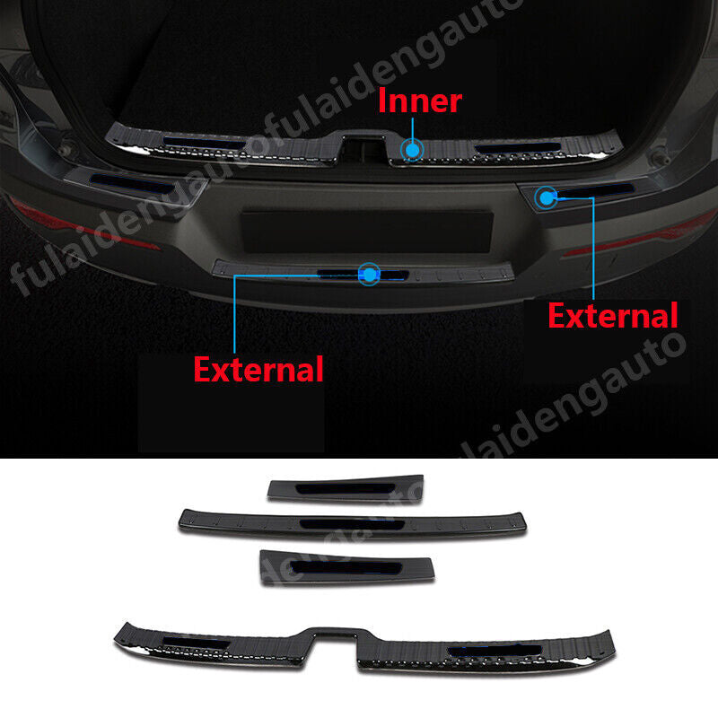 for Volvo XC40 2019-22 Black Steel Rear Bumper Sill Plate Protector trim Kit 4x