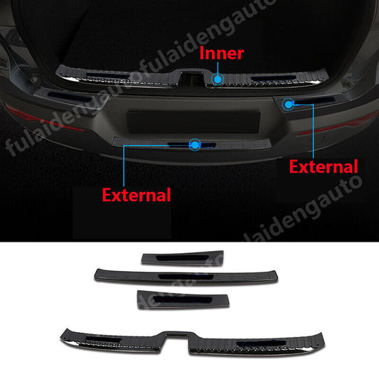 for Volvo XC40 2019-22 Black Steel Rear Bumper Sill Plate Protector trim Kit 4x