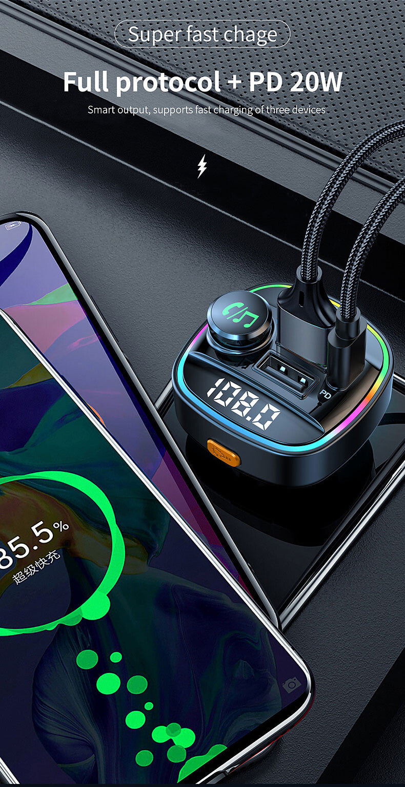Car Bluetooth FM Transmitter Wireless MP3 Audio USB Charger Adapter Handsfree