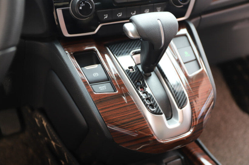 Console Gear Shift Frame Cover Trim for Honda CRV CR-V 17-2022 Red Wood Grain