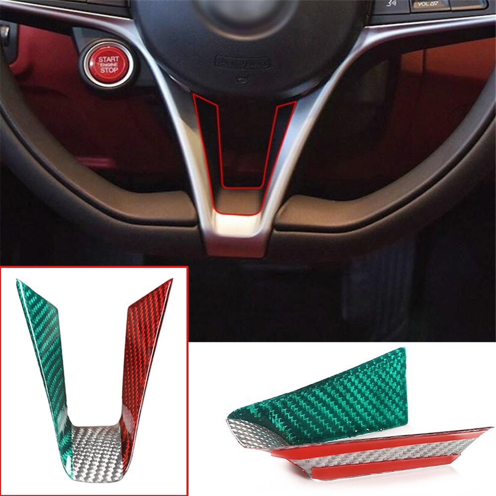 3Colors Real Carbon Fiber Steering Wheel Cover Fit for Alfa Romeo Giulia 2017-19