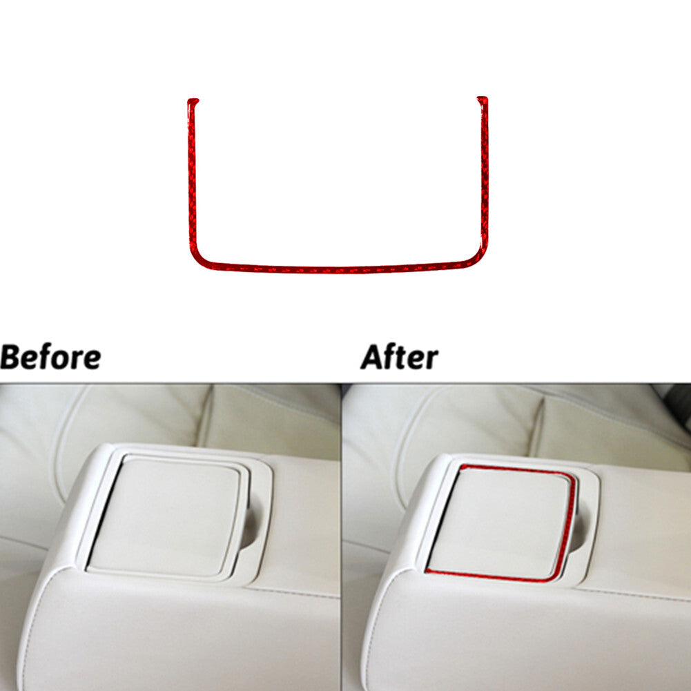 2X Red Carbon Fiber Rear Center Cupholder Strip Trim for Hyundai Azera 2006-2011