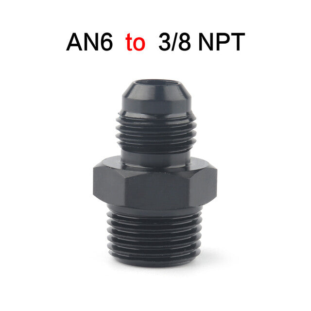 1-Piece Straight Adapter 6 AN to 3/8 NPT Accessories Black Aluminum Alloy