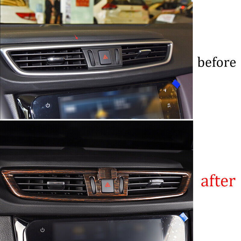 Middle Air Outlet Vent Cover Trim Fit for Nissan Rogue Sport 2017-21 Wood Grain